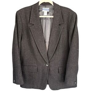 A6 Pendleton Womens Wool Blazer Gray Career Jacket Size 16 Made in‎ USA